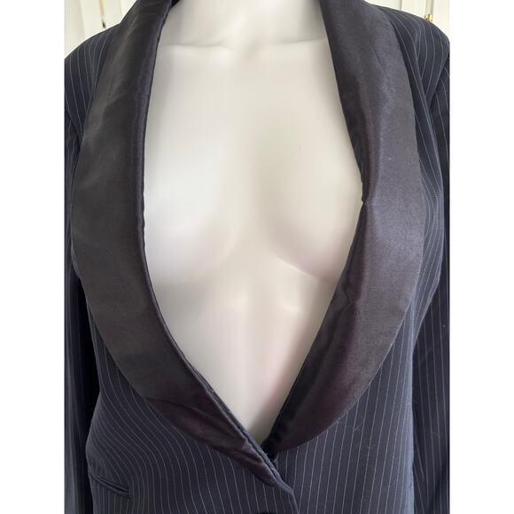 Vintage Jessica McClintock Blue 
Pinstripe Tuxedo Blazer Jacket Size 12 NWT - Picture 6 of 16